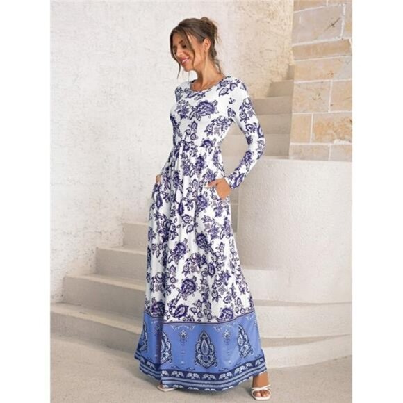 Lovey Day Long Sleeve Women’s Floral Print Maxi Dress Size XL - Picture 9 of 13